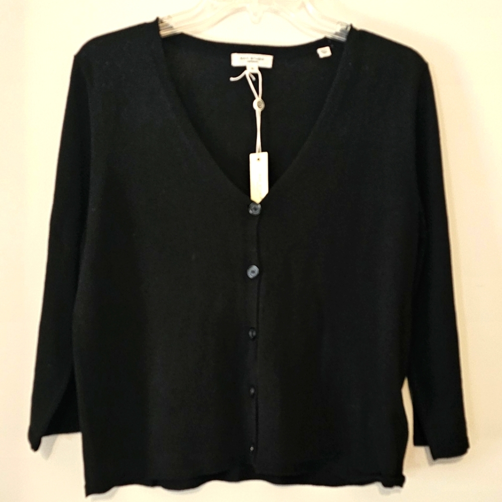 Max Studio Black V-Neck Button-Up Women's Sweater
